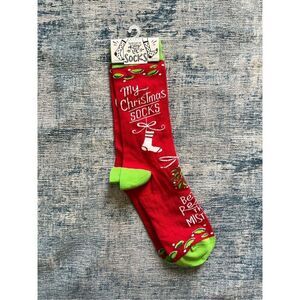 New! Primitives by Kathy Red Green My Christmas Socks 1 Pair One Size